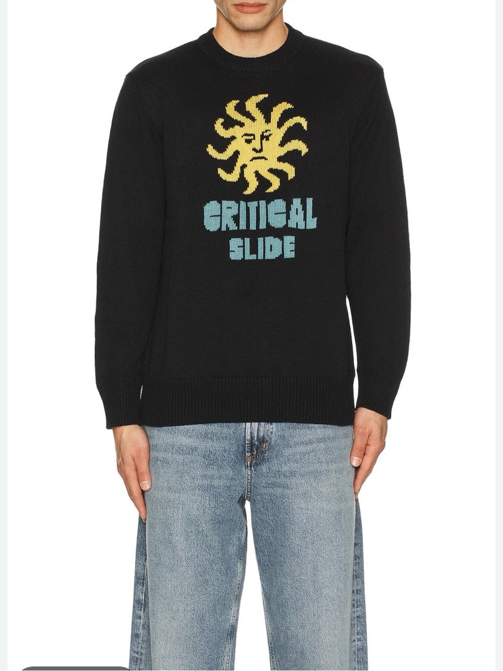 Men's critical slide  Sweater with Yellow Sun Design